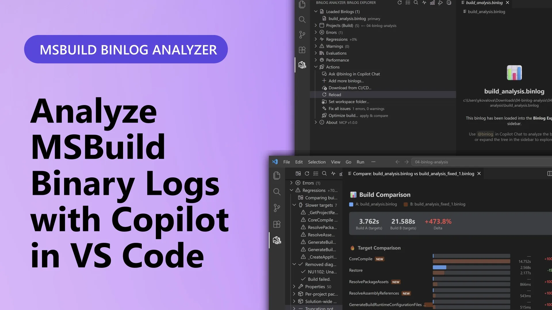 إضافة MSBuild Binlog Analyzer تتيح تحليل سجلات البناء عبر Copilot داخل VS Code