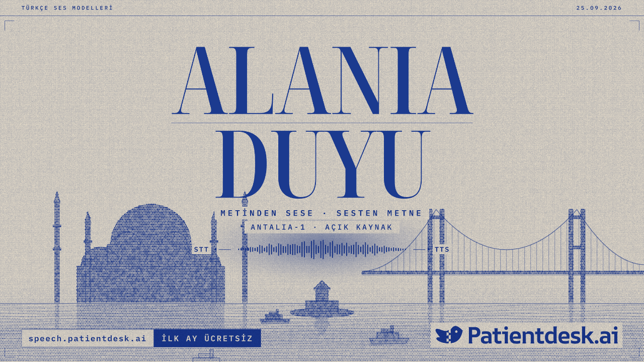 Patientdesk.ai Launches Two Turkish Voice Models and Makes Antalia-1 Open Source